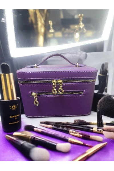 Kozmetik Makyaj Çantası Aynalı Seyahat Seti Makyaj Aksesuarları Düzenleyici MOR