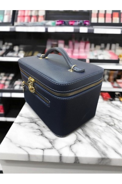 Kozmetik Makyaj Çantası Aynalı Seyahat Seti Makyaj Aksesuarları Düzenleyici LACİVERT