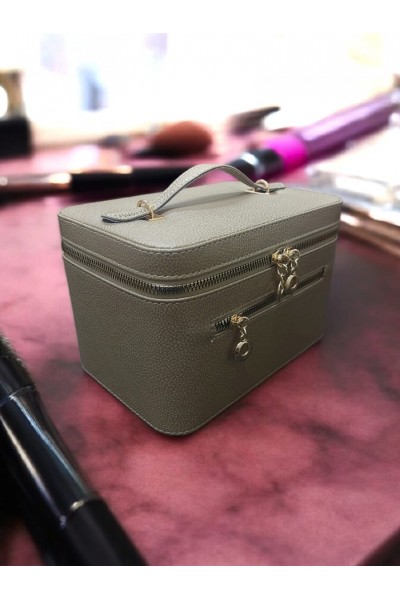 Kozmetik Makyaj Çantası Aynalı Seyahat Seti Makyaj Aksesuarları Düzenleyici VİZON