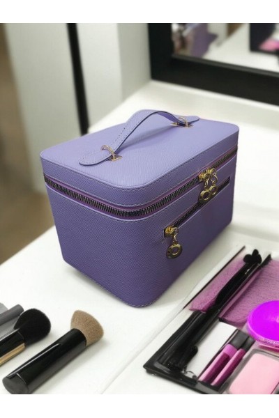 Kozmetik Makyaj Çantası Aynalı Seyahat Seti Makyaj Aksesuarları Düzenleyici LİLA
