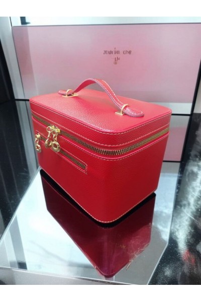 Kozmetik Makyaj Çantası Aynalı Seyahat Seti Makyaj Aksesuarları Düzenleyici KIRMIZI